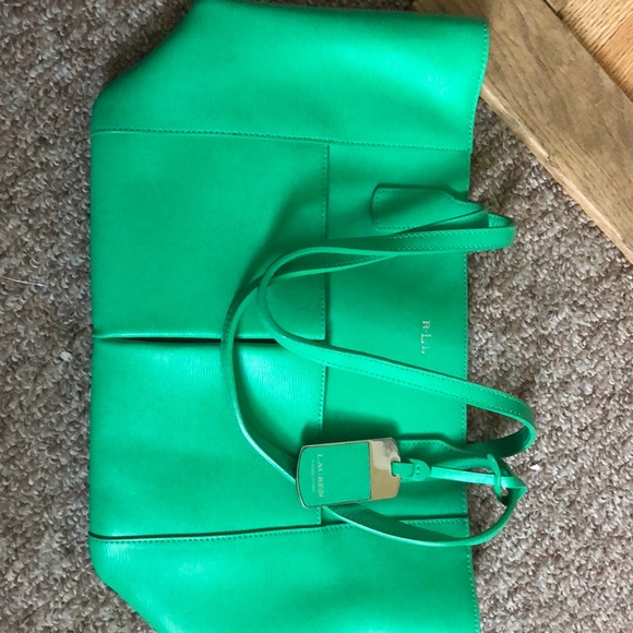 Bright green (so pretty!) Ralph Lauren tote. - Picture 1 of 8